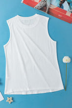 Load image into Gallery viewer, Women White Crew Neck Pleated Tank Top
