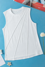 Load image into Gallery viewer, Women White Crew Neck Pleated Tank Top
