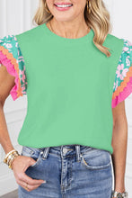 Load image into Gallery viewer, Women Contrast Ricrac Floral Sleeve Top
