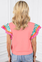 Load image into Gallery viewer, Women Contrast Ricrac Floral Sleeve Top
