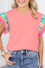 Load image into Gallery viewer, Women Contrast Ricrac Floral Sleeve Top
