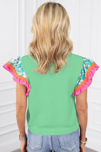 Load image into Gallery viewer, Women Contrast Ricrac Floral Sleeve Top
