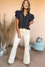 Load image into Gallery viewer, Women Ruffled Flutter Frayed Denim Top
