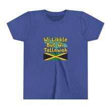 Load image into Gallery viewer, Youth Tee - "Wi Likkle But Wi Tallawah" Jamaican Flag Kids Shirt
