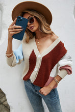 Load image into Gallery viewer, Angel Wings Contrast Button Front V-Neck Cardigan
