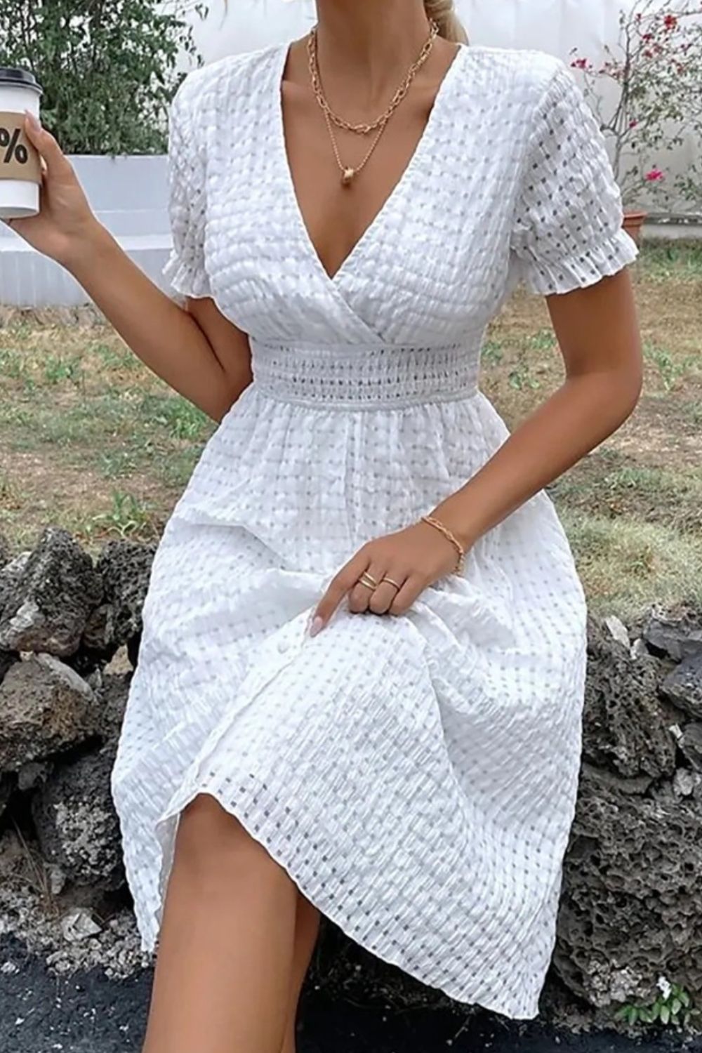 White SS Midi Dress