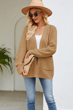 Load image into Gallery viewer, Open Front Raglan Sleeve Pocketed Cardigan
