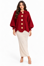 Load image into Gallery viewer, Kylie Gold Buttons Lantern Sleeve Cardigan
