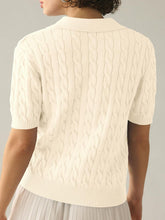 Load image into Gallery viewer, Cable-Knit Collared Neck Half Sleeve Sweater
