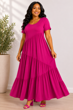 Load image into Gallery viewer, Rylie Round Neck Tiered Ruffle Maxi Dress
