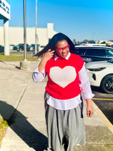Load image into Gallery viewer, Heart Round Neck Short Sleeve Sweater
