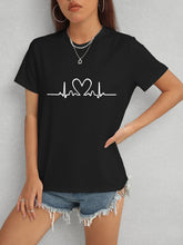 Load image into Gallery viewer, Heart Round Neck Short Sleeve T-Shirt
