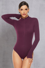 Load image into Gallery viewer, Ribbed Half Zip Long Sleeve Bodysuit
