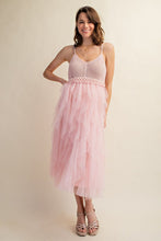 Load image into Gallery viewer, LACEY TULLE MIDI CROCHET DRESS
