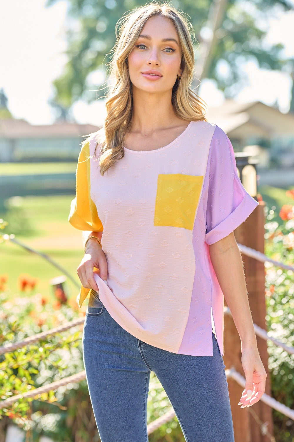 Hailey Color Block Short Sleeve Top