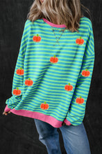 Load image into Gallery viewer, Pumpkin Striped Long Sleeve Sweatshirt
