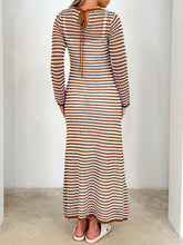 Load image into Gallery viewer, Devine Tied Round Neck Striped Sweater Dress
