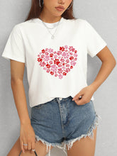 Load image into Gallery viewer, Heart Round Neck Short Sleeve T-Shirt
