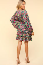 Load image into Gallery viewer, Haptics V-Neck Satin Floral Layered Dress
