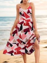 Load image into Gallery viewer, Pleated Geometric Spaghetti Strap Dress
