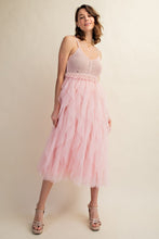 Load image into Gallery viewer, LACEY TULLE MIDI CROCHET DRESS
