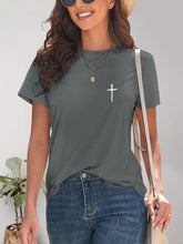 Load image into Gallery viewer, Cross Graphic Round Neck T-Shirt
