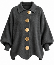 Load image into Gallery viewer, Kylie Gold Buttons Lantern Sleeve Cardigan

