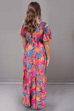 Load image into Gallery viewer, Floral Surplice Short Sleeve Maxi Dress
