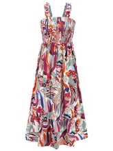 Load image into Gallery viewer, Smocked Printed Square Neck Sleeveless Dress
