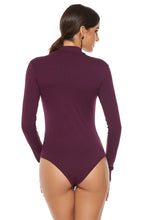 Load image into Gallery viewer, Ribbed Half Zip Long Sleeve Bodysuit
