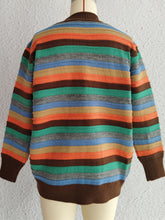 Load image into Gallery viewer, Contrast Stripes Button Up Long Sleeve Cardigan
