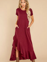 Load image into Gallery viewer, Slit Round Neck Short Sleeve Maxi Dress
