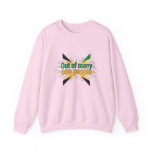 Load image into Gallery viewer, Out of Many One People Sweatshirt – Jamaican Flag Unity Crewneck
