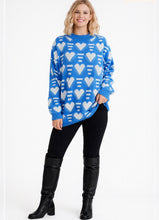 Load image into Gallery viewer, Heart Contrast Long Sleeve Dropped Shoulder Sweater
