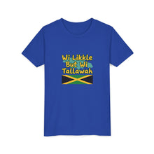 Load image into Gallery viewer, Youth Tee - "Wi Likkle But Wi Tallawah" Jamaican Flag Kids Shirt
