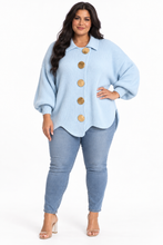Load image into Gallery viewer, Kylie Gold Buttons Lantern Sleeve Cardigan
