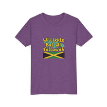 Load image into Gallery viewer, Youth Tee - "Wi Likkle But Wi Tallawah" Jamaican Flag Kids Shirt
