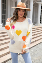 Load image into Gallery viewer, Heart Pattern Round Neck Long Sleeve Sweater
