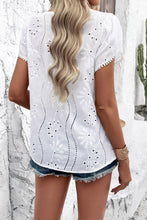 Load image into Gallery viewer, Eyelet Round Neck Petal Sleeve Blouse
