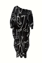 Load image into Gallery viewer, Printed Single Shoulder Lantern Sleeve Maxi Dress
