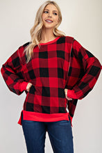 Load image into Gallery viewer, Nancy High-Low Plaid Sweatshirt
