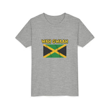 Load image into Gallery viewer, Youth Tee - "Wah Gwaan" Jamaican Flag Kids Shirt
