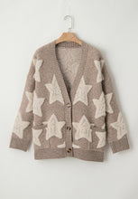 Load image into Gallery viewer, Sherpa Star V-Neck Cardigan with Pockets
