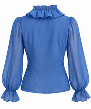 Load image into Gallery viewer, Cree V-Neck Ruffled Chiffon Blouse
