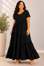 Load image into Gallery viewer, Rylie Round Neck Tiered Ruffle Maxi Dress
