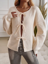 Load image into Gallery viewer, Devine Tied Round Neck Dropped Shoulder Cardigan
