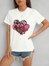 Load image into Gallery viewer, Heart Round Neck Short Sleeve T-Shirt
