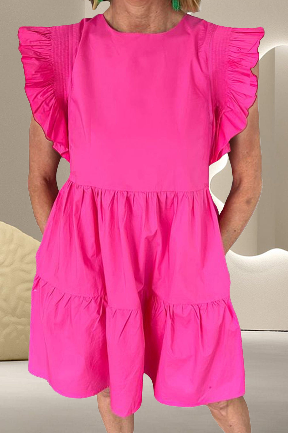 Fuschia Cap Sleeve Dress