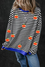 Load image into Gallery viewer, Pumpkin Striped Long Sleeve Sweatshirt
