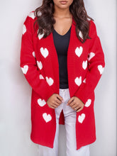 Load image into Gallery viewer, Heart Open Front Long Sleeve Cardigan
